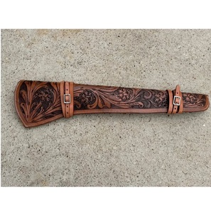 Acabado antiguo Tan Floral Tooling Pin Hebilla Funda de pistola de cuero Diseño curvo de calidad premium Venta al por mayor - Product Image 2