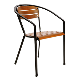 Silla de Jardín 02 GCF113 con Estructura de Hierro y Madera de Acacia Impermeable, Estilo Silla Luna de Madera Sólida 02 - Product Image 1