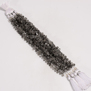 Perles noires en forme de coeur de quartz rutile, pierre précieuse de quartz rutile noir, perles lisses fabrication de bijoux perles de pierres précieuses naturelles, 8 pouces - Product Image 1