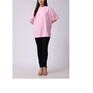 Camiseta de Algodón de Manga Corta y Cuello Redondo para Mujer, Talla Grande, Color Sólido, con Logotipo Personalizado, Proveedor Mayorista de BD - Product Image 3