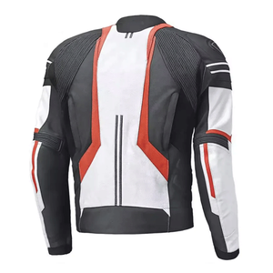 Veste de moto en cuir de vachette véritable pour hommes Veste de course sur piste blindée CE Veste de moto en cuir noir rouge blanc pour hommes - Product Image 2