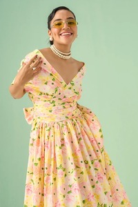 Main indienne bloc coton élégant robe de soirée robe personnalisée mariée cadeau de mariage été porter imprimé floral robe cadeau pour elle - Product Image 2