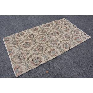 Classique Beige marron 3.3 X 6.3ft laine tapis fait main Vintage turc Patchwork Rectangle tapis pour chevet Latex support - Product Image 3