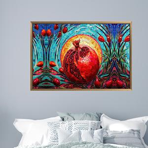 Décoration murale abstraite moderne à motif grenade, toile imprimée pour chambre à coucher, 1P : encadré or - Product Image 1