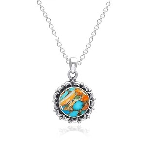 Turquoise Gemstone Tendance Pendentif 925 Sterling Silver Fine Jewelry Collier Pendentif Avec 925 Timbre Argent Pendentif Bijoux - Product Image 1