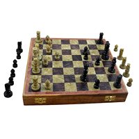 Handgemachtes Marmorstein-Schachspiel aus Holz und Brettspiel 10x10 Zoll (Braun)