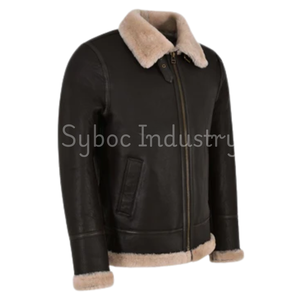 Veste en cuir marron en peau de mouton véritable pour hommes Parkas veste nouvelle grande taille hiver chaud fourrure veste personnalisée - Product Image 2