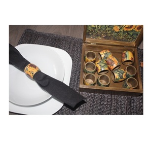Anillos de Servilleta Coloridos Tejidos con Cuentas Naturales, Anillos de Servilleta para Bodas, Suministros para Hoteles y Restaurantes - Product Image 2