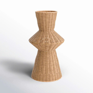 Vase décoratif en rotin sculptural fait à la main rétro OEM ODM Rotin naturel tissé Vase de sol artistique Écologique Décoration d'intérieur - Product Image 1