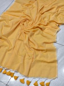 Saree en coton Mal du Bengale tissé léger et écologique pour robe de mariée - Product Image 4