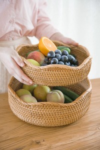 Paniers de rangement circulaires en rotin naturel faits à la main, écologiques, modernes, multifonctionnels, paniers à pain, paniers à fruits en osier - Product Image 3