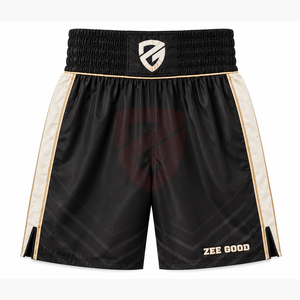 Shorts de boxe Muay Thai personnalisés pour hommes, satin 100% polyester 120g, impression numérique, logo sur le devant, équipement OEM MMA Kickboxing - Product Image 1