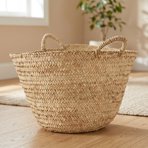 Cestas Naturales Hechas a Mano, Cesta de Paja con Dos Asas, Diseño Minimalista, Cesto de Almacenamiento Abierto, Decoración del Hogar, Año Nuevo Chino - Product Image 3