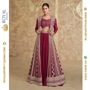 Lanzamiento exquisito diseñador Real Premium Chinon seda tamaño libre cosido colecciones de trajes fabricante por Royal Export en Surat - Product Image 5