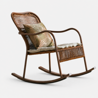 Fauteuil à bascule d'extérieur avec table basse de balcon, chaise longue de jardin, canapé paresseux nordique en rotin pour adulte