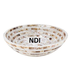 Vajilla para el hogar, decoración de mesa, cuenco de madera para servir frutas o ensalada, sopa o fideos, cuenco para servir con diseño de incrustaciones de hueso - Product Image 4