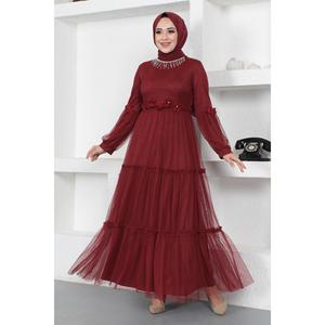 Vestido de Noche de Tul Floral Elegante para Fiesta Formal, Corte A, Largo hasta el Suelo, Manga Corta, Tallas Grandes, Cintura Natural, Cola Barrida - Product Image 6