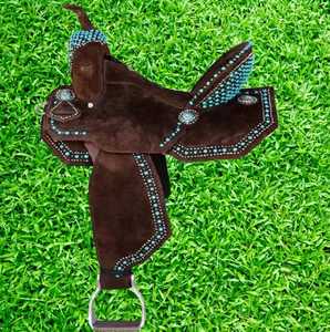 Hand <b>Tooled</b> <b>Leather</b> Western Horse Saddle For Trail Riding Ranch <b>Work</b> Equestrian Use Studded Pattern With Comfortable Seat - Product Image 4