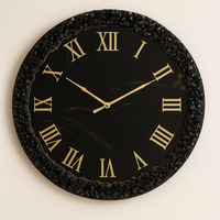 Horloge murale analogique à quartz en verre suspendue moderne pour salon, fonctionne sur piles, design silencieux