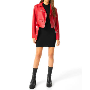 <b>Plus</b> <b>Size</b> Stand Collar <b>Ladies</b> Leather <b>Jacket</b> for Adult High Quality Breathable Customized Logo Printing Leather <b>Jacket</b> - Product Image 2