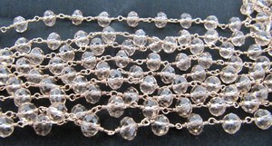 Perles à facettes Rondelle de Quartz rose de haute qualité 6mm chaîne de chapelet enveloppée de fil de pierres précieuses Hydro Aati pour la fabrication de bijoux - Product Image 2