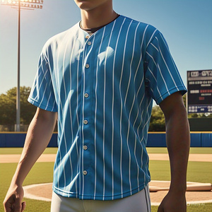 Sublimation personnalisée maillot de baseball haut vêtements de sport entraînement maillot boutonné à manches courtes col en V chemise de baseball unisexe - Product Image 2