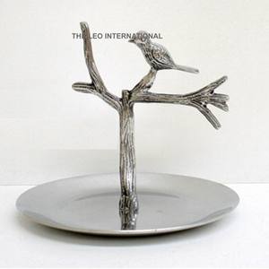 Support à gâteau en métal massif moulé, forme de feuilles de branches d'arbre, finition argent antique, décoration pour mariage, fête, événements - Product Image 4