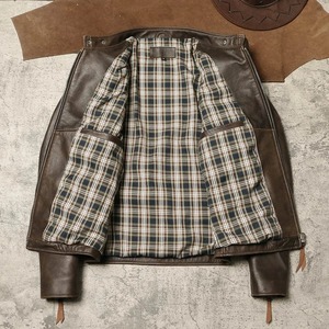 Chaqueta de invierno impermeable a prueba de viento ecológica para hombre de piel de oveja suave sin pintar Retro americana hecha a mano de cuero auténtico - Product Image 3