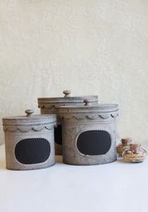 Galvanized Canister Set With Wooden <b>Lids</b> And Distressed Finished For Rustic Home <b>Decor</b> And Functional Kitchen Storage - Product Image 4