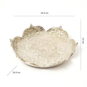 ถาดอลูมิเนียมชุบเงินรูปดอกบัวตอกลายดอกไม้หรูหราสำหรับเสิร์ฟของขวัญหรือของตกแต่งบ้าน - Product Image 4