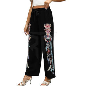 Pantalones bordados de mujer al por mayor logotipo personalizado disponible pantalones bordados OEM ODM para mujer - Product Image 1