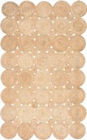 Tapis rond en jute naturel tissé à la main - Réversible, écologique, taille personnalisée, poils moyens, style bohème, pour salon et extérieur