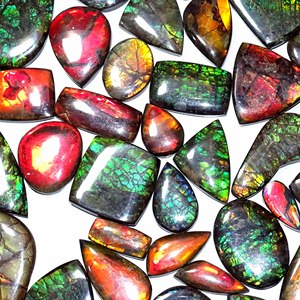 Ammolite Pierres précieuses en vrac Fabrication de bijoux Ammolite naturelle Cabochon en vrac Pierres précieuses en vrac de l'Inde Vendeur de pierres précieuses de qualité supérieure - Product Image 2