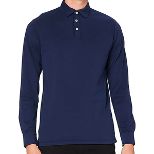 New Arrival Men's 100% Cotton for Polo T-<b>Shirt</b> High Quality Full <b>Sleeve</b> Breathable Knitted Fabric with Custom Logo Solid Pattern - Product Image 3