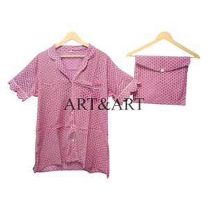 Conjunto de Pijama de Algodón Puro de Dos Piezas con Estampado de Tigre y Monograma para Mujer, Transpirable, para Invierno/Verano - Product Image 6