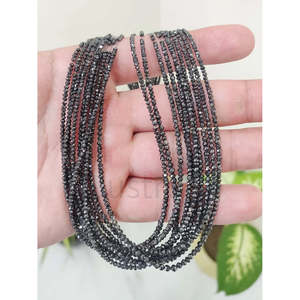 15 Inches Strands of 100% Natural <b>Black</b> Diamond Bead 1.6-2.4 mm Rondelle Packaged in <b>Bag</b> jewelry making bulk supply - Product Image 1