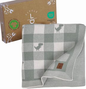 <b>Baby</b> <b>Blanket</b> Plaid - 80x100cm (100% Organic Cotton - 360gr) Dinosaur - Product Image 1