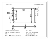 Radiateurs de système de refroidissement automobile JD 22787 pour Lexus Rx330 350 AT avec bouchon de radiateur