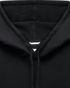 Vente en gros de sweat-shirt à capuche surdimensionné en polaire de 350 g, couleur noire, col rond, logo personnalisé, motif imprimé chauffant tendance, pour hommes et femmes - Product Image 2