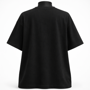Camiseta Negra Oversize para Mujer, Cuello Redondo, Manga Corta, Diseño Estampado, Corte Holgado, Estilo Urbano, Todas las Temporadas, Algodón Jersey - Product Image 2