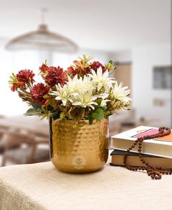 Jarrón de metal de hierro con forma redonda en color dorado para decoración de hogar y boda, artículos elegantes de decoración del hogar para sala de estar - Product Image 1