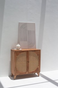 Aparador Moderno de Dos Puertas de Ratán, Madera de Mango Maciza, Gabinete de Almacenamiento de Alta Calidad, Hecho a Mano, Duradero, para Uso Doméstico en el Comedor - Product Image 4