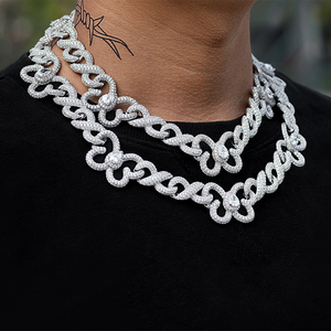 Collar Hip Hop Personalizado al por Mayor con Envío, Chapado en Plata 925, Diamantes Cultivados en Laboratorio con Corte Brillante, Cadena Cubana para Hombre - Product Image 1