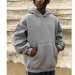 Sudadera con Capucha de Alta Calidad para Hombre, con Logotipo Personalizado, Invierno, Ecológica, 100% Algodón, Felpa, Estilo Vintage, con Pedrería, Manga Larga - Product Image 4