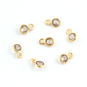 Lote de 20 piezas de joyería de cuarzo transparente, facetadas, redondas, de buena calidad, conector chapado en oro, con bisel individual, Diy - Product Image 1