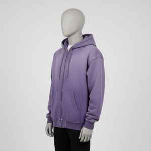 Custom Embroidered Logo Heavyweight 100% Cotton Full Zipper Hoodie 360gsm Oversized Thick Drop Shoulder Boxy Cropped Zip Hoodie - Product Image 3
