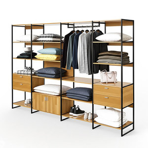 เฟอร์นิเจอร์ห้องนอน ตู้เสื้อผ้าไม้ยางพาราพร้อมโครงเหล็ก - Product Image 1
