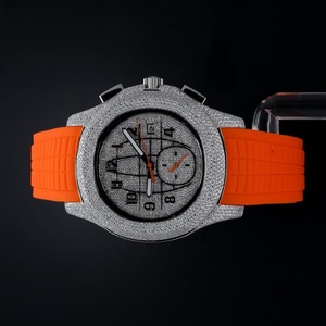 Luxury High Quality New Moissanite diamond Icedown round Dial <b>Rubber</b> Belt Wrist <b>watches</b> manufacturer form Indian Export - Product Image 4