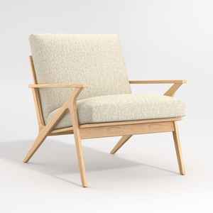 Fauteuil minimaliste en teck massif avec coussin blanc doux, chaise longue scandinave moderne - Product Image 5