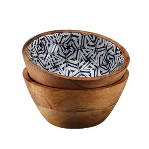 Bol à fruits en bois de manguier minimaliste à impression d'émail personnalisé pour la maison et la cuisine polyvalentes servant un bol en bois - Product Image 4
